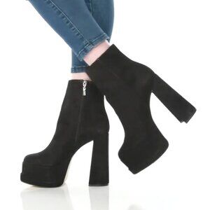 SCHUTZ Selene Casual Nubuck Platform Booties, Black 8 NWT